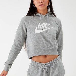 Women's Nike XS grey crop length hoodie hooded sweatshirt